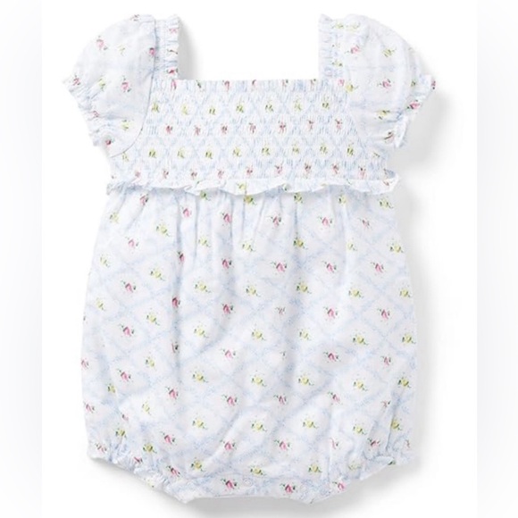 Janie & Jack Lily Floral Smocked Romper - 0-3 months - Picture 5 of 5